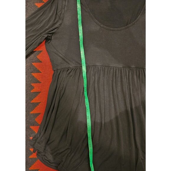Black Flowy Long-Sleeve Babydoll Top XXL 100% Cotton Womens Boho Style With Scoo - Picture 12 of 16